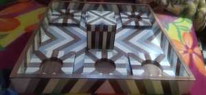 Bandeja redonda con incrustaciones de hueso de madera natural, personalizada, de alta calidad, hecha a mano, para restaurantes, hoteles, de la India - Product Image 4