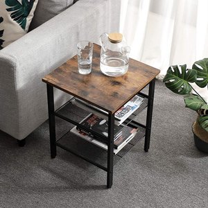 VASAGLE habitación estable marco de Metal estrecho Industrial ajustable Mesa mesita de malla con estantes - Product Image 5