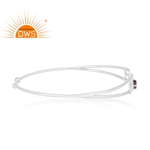 Brazalete con diseño de amor inicial, fabricante de joyería de plata fina, pulsera de piedras preciosas de amatista Natural, Colección Vintage - Product Image 2