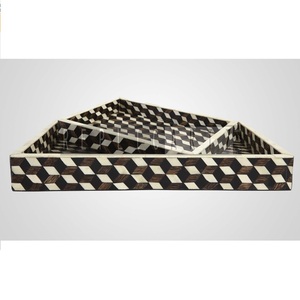 Bandeja de Servir Multifuncional de Resina Geométrica Hecha a Mano, Plato Decorativo Rectangular para Decoración de Mesa de Centro - Product Image 1