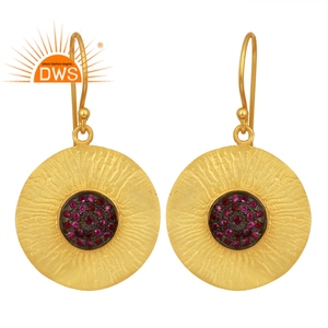 Boucles d'oreilles en pierres précieuses rubis naturelles, fabrication de bijoux, 925, plaqué or, argent, vente en gros - Product Image 1