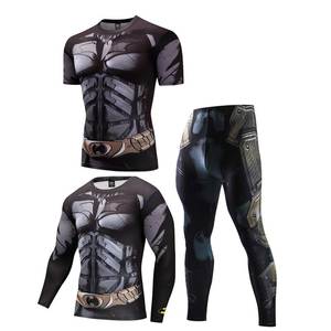 Costume de Fitness pour hommes, 5 pièces, ensemble chemise et pantalon de Compression, haut à manches longues, couverture pour le visage, vêtements d'entraînement, vente en gros, - Product Image 4