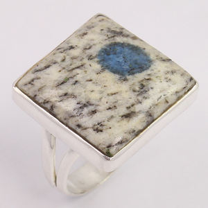 Natural K2 o KTWO Piedra preciosa Anillos de joyería azul y blanco Fabuloso 925 Anillo de ajuste de bisel de plata esterlina pura Proveedor - Product Image 2