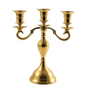 Candélabres uniques pour la maison, MINI bougie dorée faite à la main en métal plaqué or, candélabres à 3 bras - Product Image 1