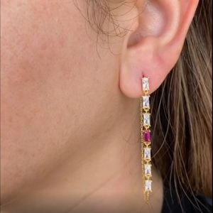 Baguette-pendientes largos para mujer, joyería de plata de ley 925 hecha a mano, moda para mujer - Product Image 4