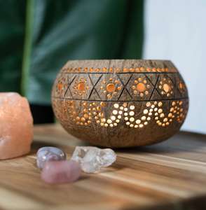High Quality Eco-Friendly Coconut Shell Candle Holder | Modern Round Design Lightweight for Home Decor Made in Vietnam - Product Image 3