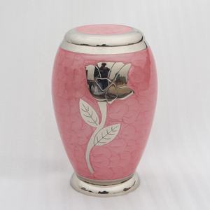 Contenedor de cenizas funerarias para cremación de adultos, de latón, plateado, rosa, esmalte rosa, calidad prémium, restos de cenizas humanos - Product Image 4