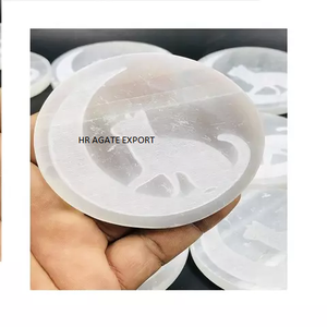 แผ่นชาร์จหินผลึกพลังงานหินเซเลนไนต์แบบธรรมชาติแผ่นรองแก้วสำหรับบำบัด - Product Image 4