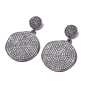 Piedras preciosas de circón cúbico victoriana pavimenta joyas pendientes de plata de ley 925 de 1,5 pulgadas - Product Image 2