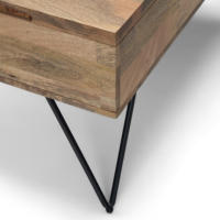 Table basse élévatrice carrée industrielle en bois de manguier massif et en métal pour meubles de salon à domicile
