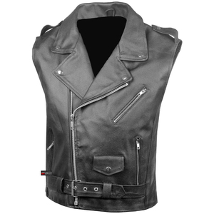 Chaleco de cuero para motocicleta para hombre y mujer, chaleco de motorista vaquero con diseño personalizado, venta al por mayor - Product Image 6