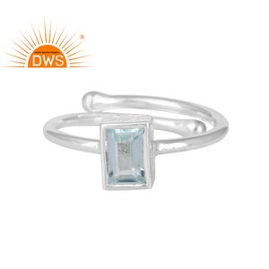 Bague élégante en topaze bleue naturelle pour femmes, bijou en pierre précieuse, nouvelle collection, 925 - Product Image 1