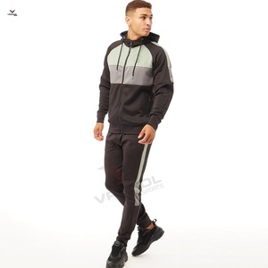 เสื้อสเวตเตอร์ผ้าฝ้ายมีฮู้ดของผู้ชายผ้าฟลีซผสมสีตัดกันออกแบบได้ตามต้องการลายพิมพ์ขนาด XS - Product Image 1