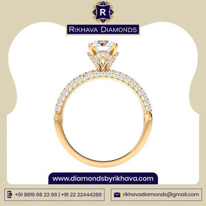 La mejor moda Rikhava Solitaire Ring Alta calidad 10K Oro blanco Diamantes puros Mejor precio para mujeres - Product Image 2