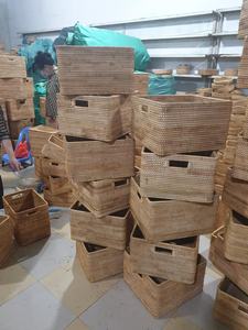 ตะกร้าหวายอเนกประสงค์เป็นมิตรต่อสิ่งแวดล้อมพร้อมด้ามจับผลิตภัณฑ์จัดระเบียบที่สะดวก - Product Image 4