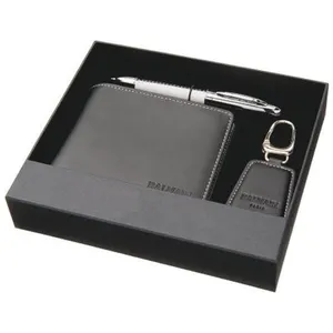 Beste Qualität Leder Firmen geschenk für Büro Werbe geschenk an Bü ropers onal mit Leder Brieftasche Stift & schwarz Leder Schlüssel anhänger