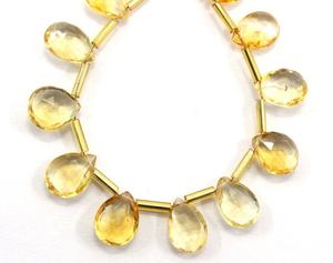 Pierre de naissance de novembre 1 brin pierre Citrine naturelle 17 pièces perles de Briolette à facettes en forme de poire - Product Image 1