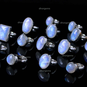 Collar con colgante de piedra lunar, anillo de samsonita, piedra lunar de arcoíris, anillo de zafiro rugoso, GEMA, cabujón, anillos de leche - Product Image 6