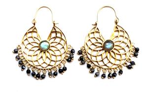 Boucles d'oreille en pierres Labradorite, bijoux sous forme de perles, pierres, style bohème - Product Image 2