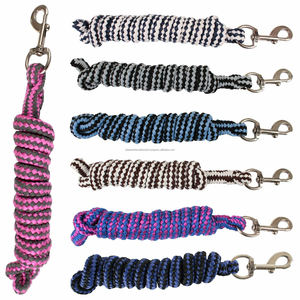 ที่มีคุณภาพสูงม้าขี่ม้าผ้าฝ้ายตะกั่วเชือกสแน็ปตะขอทนทานม้าการฝึกอบรมนำเชือกผู้ผลิตในประเทศอินเดีย - Product Image 1