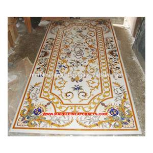 Plateau de table à manger en marbre incrusté, plateaux de table à manger en pierre incrustée - Product Image 1