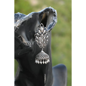 <b>silver</b> look alike brass latest fashion 2027 Trending handmade hoop stud <b>silver</b> ghungru <b>jhumka</b> earing for girls and women - Product Image 1