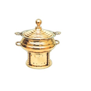 Laiton martelé couleur dorée chauffe-plat design fabuleux forme ronde buffet alimentaire chauffe-plat pour la vente chaude - Product Image 3