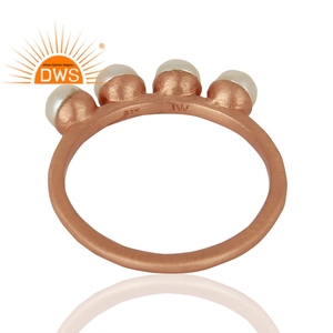 Indian <b>Pearl</b> Gemstone <b>Ring</b> Manufacturer Jewelry 18k Rose Gold Plated Sterling Silver Girls <b>Ring</b> Classic Collection - Product Image 3