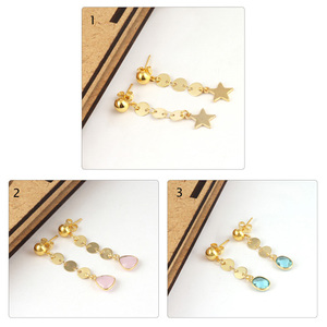 Minimalist Cushion Shape Gemstone Gold Coin Link <b>Chain</b> Drops Natural Moonstone <b>Earrings</b> 18k Gold Plated June Birthstone <b>Earrings</b> - Product Image 2