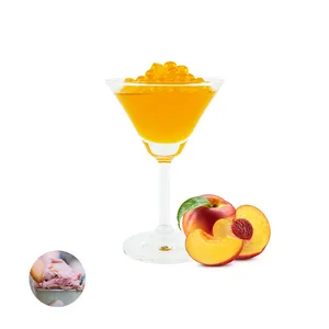 Venta caliente nutritiva melocotón con sabor a hacer estallar bolas de jugo de fruta boba para agua de soda