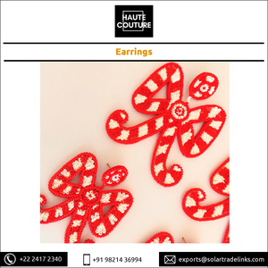 Best Selling Sequins & Beads Made <b>Candy</b> <b>Cane</b> Drop Earrings Hand Embroidered Handmade Earrings From Manufacturer - Product Image 6