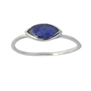 Hermoso anillo de piedras preciosas de lapislázuli azul natural Sólido 925 Joyería de plata esterlina Eternity Vermeil Anillos Fabricante - Product Image 2