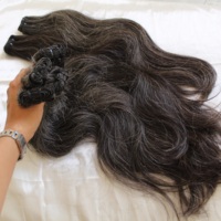Cheveux vierges Remy gris poivre et sel, lisses et soyeux, ondulés, double trame, lots bruts provenant de donneurs vietnamiens, 100g/pièce