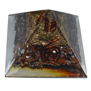 Best Saler of Mahagoni Obsidian Orgone Pyramids with Crystal Point : Mahagoni Obsidian Orgone Pyramids for Sale - Product Image 1