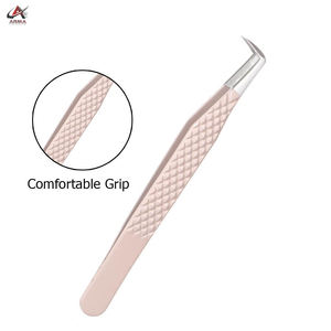 Pinzas de pestañas de acero inoxidable sostenibles recubiertas de melocotón ligero de alta calidad herramienta de belleza para extensiones de pestañas Mega volumen puntiagudas - Product Image 3