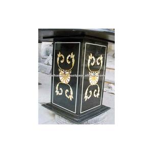 Bases de mesa con incrustaciones de mármol blanco, bonitas - Product Image 1