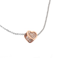 Parure de bijoux en argent 925 Collier pendentif cœur en argent sterling Zircon cubique Coeur en argent plaqué or 925 Collier cœur