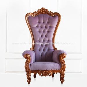 เก้าอี้รับประทานอาหารแบบหรูหราด้านหลังสูงสำหรับงานแต่งงานบัลลังก์ดีไซน์ฝรั่งเศสสีม่วงโรสโกลด์ใหม่จัดเลี้ยงใหม่โรงแรมวิลล่าห้องนั่งเล่น - Product Image 2