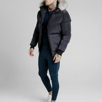 Blouson Bomber Matelassé Homme Hiver Imperméable Coupe-Vent Respirant à Capuche Personnalisable avec Logo Fermeture Éclair Décontracté 100% Polyester Tissé Épais