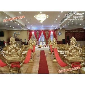 Estatua de Ganpati de fibra para decoración de entrada, pilares dorados de FRP con estatua de Ganesha, estatua de Lord Ganesha FRP, decoración de pasarela, EE. UU. - Product Image 1