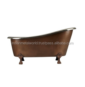 Bañera de cobre con pie elegante, zapatilla victoriana de cobre de 59 pulgadas, hecha a mano, sólida, Independiente - Product Image 1