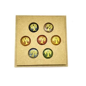 Sept 7 Chakra Gravé Disque Set Gravé Reiki Chakra Gorge Chakra Feng Shui Décor arbre de vie 7 boîte de pierre grossiste - Product Image 2