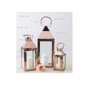 Juego de faroles decorativos de metal y vidrio de tres faroles colgantes de diferentes tamaños para uso en hoteles y restaurantes - Product Image 3