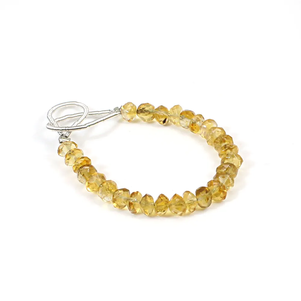 Citrine 4ミリメートルRound Faceted 11.50 Cts Beads Strand 3.14 Inch