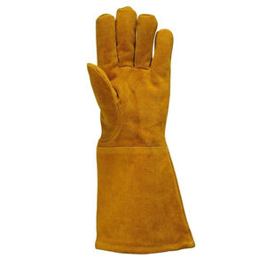 Venta al por mayor de puños largos, guantes de soldador de cuero de vaca Unisex, guantes de soldadura de cuero de vaca resistentes para hombres y mujeres, guantes de soldadura de cuero dividido de vaca para adultos - Product Image 6