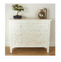 Commode en nacre incrustée de os, style moderne et traditionnel, pour chambre à coucher, salon, cuisine, hôtel, rose, Inde