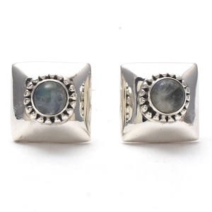 Beautiful Natural Rainbow Moonstone Gemstone Stud Earrings 925 Sterling Silver, Artisan Silver Earrings Suppliers & Manufacturer - Product Image 1