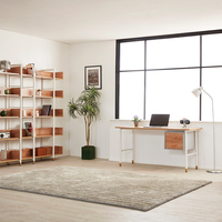 Bureau d'ordinateur portable à cadre circulaire, mobilier de bureau et de maison, design moderne en métal et bois, réglable en hauteur, finition poudrée