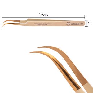 แหนบต่อขนตาสเตนเลสสตีลสำหรับงานหนัก,แหนบปลายโค้งแข็งแรงเคลือบด้วยกระดาษสีทองพร้อมฉลากส่วนตัวหัวทอง - Product Image 5