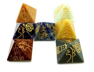 Usui Reiki 7 chakra pirámide con Feng Shui Reiki símbolo conjunto Piedra Natural curación Usui cristal Reiki piedra preciosa al por mayor - Product Image 6